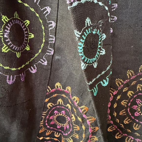 Alexandra Bartlett LINEN Black Embroidered Jacket size 2X - Picture 7 of 12